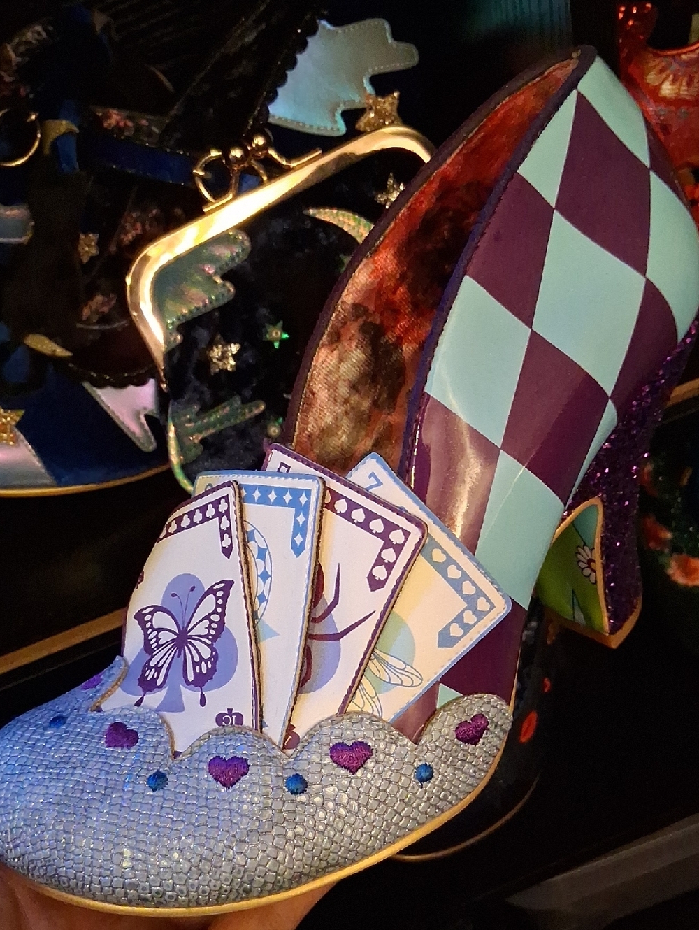 New Irregular Choice POKER Harlequin Card Heels, Size 41, 10.5ish